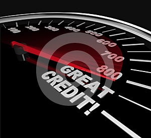 Great Credit Scores - Numbers on Speedometer photo