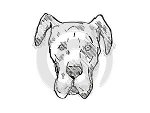 Great Dane Dog Breed Cartoon Retro Drawing