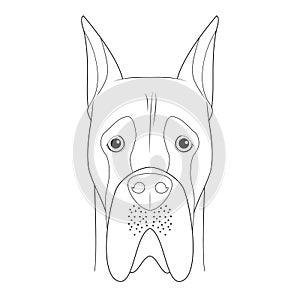 Great Dane dog easy coloring cartoon vector illustration. Isolated on white background