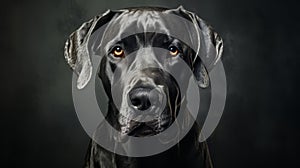 Great Dane dog.Great Dane dog portrait close up. Horizontal banner poster background. Copy space. Photo texture AI generated