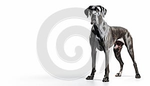 Great Dane dog in relaxation mood, standing pose on isolated white background