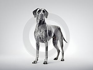 The Great Dane originated in Germany. It is a large dog with a strong body, high energy. Generative AI