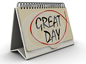 Great day. Text on the calendar