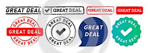 great deal rectangle circle stamp and speech bubble label sticker for special promotion