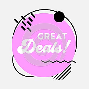 Great Deal Sale Banner in Funky Style with Typography for Digital Social Media Marketing Advertising. Hot Sale Shopping