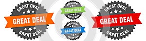 great deal sign. round ribbon label set. Seal