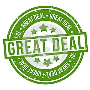 Great Deal Stamp. Green Vector Badge