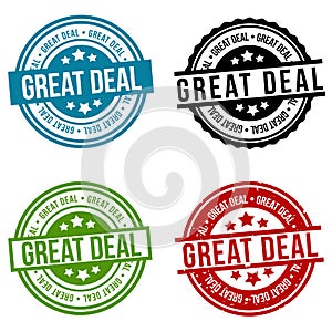 Great Deal Stamp. Round Badges. Eps 10 Vector