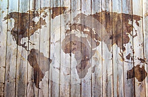 Great Detail Illustration of the world map in vintage style with all countries boundaries