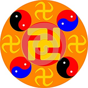 Great Dharma Wheel. Vector illustration.