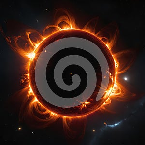 the great edge of the Sun, the explosive solar corona. the vastness of space, deep black space,