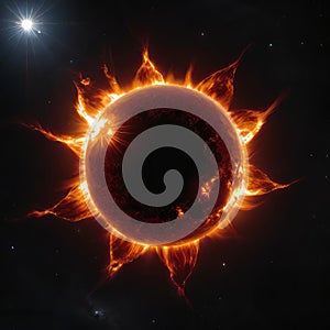 the great edge of the Sun, the explosive solar corona. the vastness of space, deep black space,