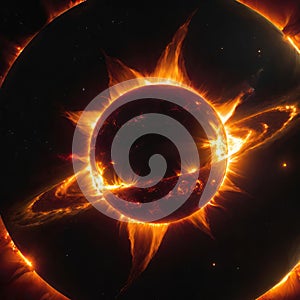 the great edge of the Sun, the explosive solar corona. the vastness of space, deep black space,