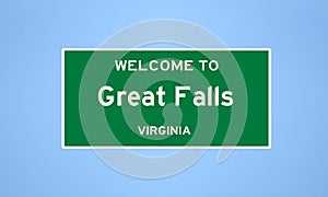 Great Falls, Virginia city limit sign. Town sign from the USA.