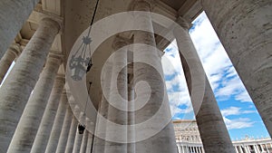 Great Famous Famous colonnade of St. Peter`s Basilica in Vatican city in Italy