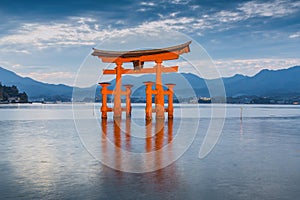 Great floating gate (O-Torii) on Miyajima island near Itsukushima shinto shrine, Japan