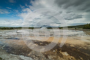 Great Fountain Geyser in the Firehole Lake area of Lower Geyser Basin of Yellowstone National Park