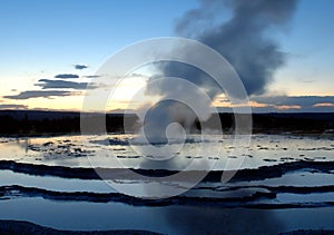 Great Fountain Geyser at Sunset photo