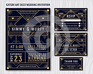 Great Gatsby Art Deco Wedding Invitation Design Template