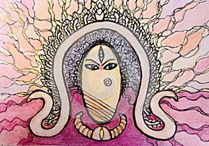 Great goddess, shakti Saraswati, symbol of knowledge and creativity