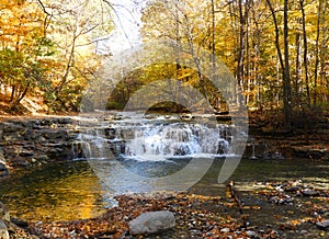 Great Gully first falls in golden hues of Autumn season