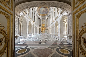 Great Hall Ballroom in Versaille Palace. Versaille Palace and surrounding gardens is are on the UNESCO World Heritage List