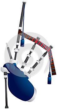 Great Highland Bagpipe, traditional Scottish musical instrument realistic Vector Illustration