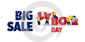 Great holiday discounts on labor day. Banner. Big sales