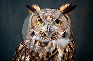 Great horned owl bird. Generate Ai