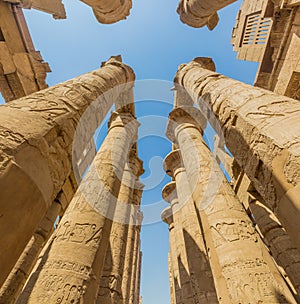 Great Hypostyle Hall in the Amun Temple enclosure in Karnak, Egy