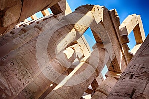 Great Hypostyle Hall and clouds at the Temples of Karnak