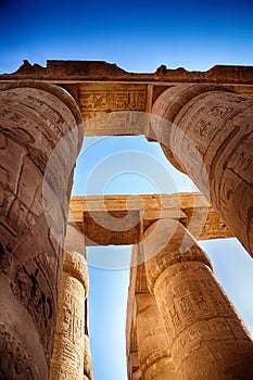 Great Hypostyle Hall and clouds at the Temples of Karnak