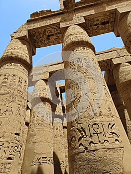 Great Hypostyle Hall and clouds at the Temples of Karnak (ancient Thebes). Luxor, Egypt