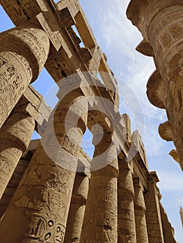 Great Hypostyle Hall and clouds at the Temples of Karnak (ancient Thebes). Luxor, Egypt