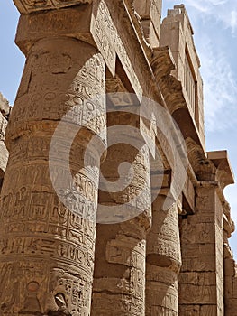 The Great Hypostyle Hall and clouds at the Temples of Karnak (ancient Thebes). Luxor, Egypt