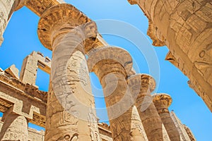 Great Hypostyle Hall and clouds at the Temples of Karnak (ancient Thebes). Luxor, Egypt photo