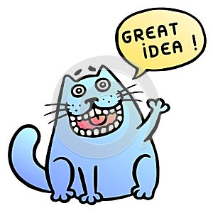 Great idea. Cute cat shout. Vector Illustration.