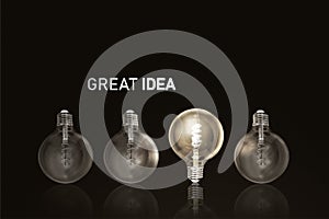 Great Idea , illuminated light bulb row dim ones concept solution
