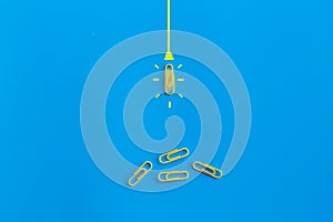 Great ideas concept with paperclip,thinking,creativity,light bulb
