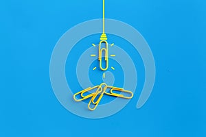 Great ideas concept with paperclip,thinking,creativity,light bulb