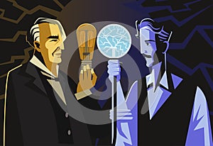 Great inventors with a light bulbs