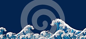 Great Japan wave seamless background