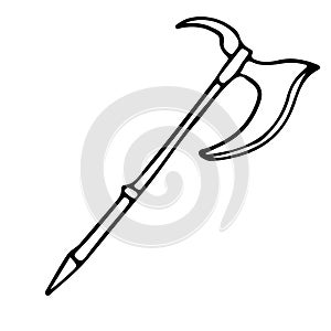 The great knight poleaxe in doodle style isolated