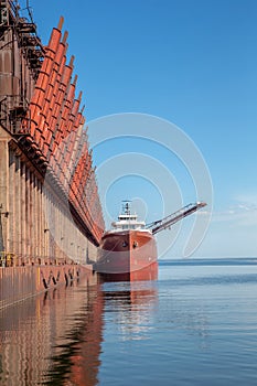 Great Lakes Freighter at Ore Dock photo