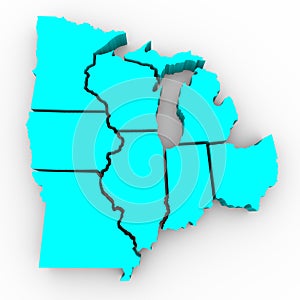 Great Lakes Region of States - 3d Map