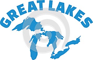 Great Lakes silhouette with name photo