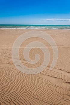 Great landscape isolated beach, sea and wavy sand. Clear sky. Adana/Turkey