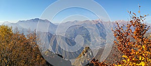 Great landscape on the Orobie Alps in fall season. View of the highest mountains including Arera