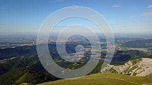 Great landscape on the Padana plain in summer time. Panorama from Linzone Mountain