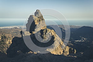 Great landscape of Pico de las Nieves at sunset in Gran Canaria, Spain